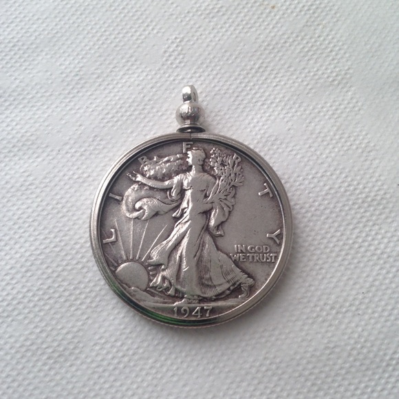 1947Silver Half Dollar Coin, 18in 925 Chain - Picture 6 of 8